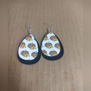 Leopard Pumpkin Fall Print Teardrop Earrings